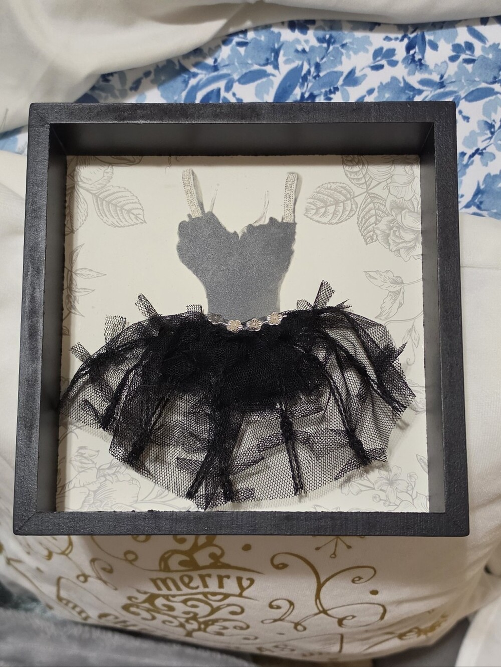 Black Tulle Ballet Dress Shadow Box - Decorative Wall Frame